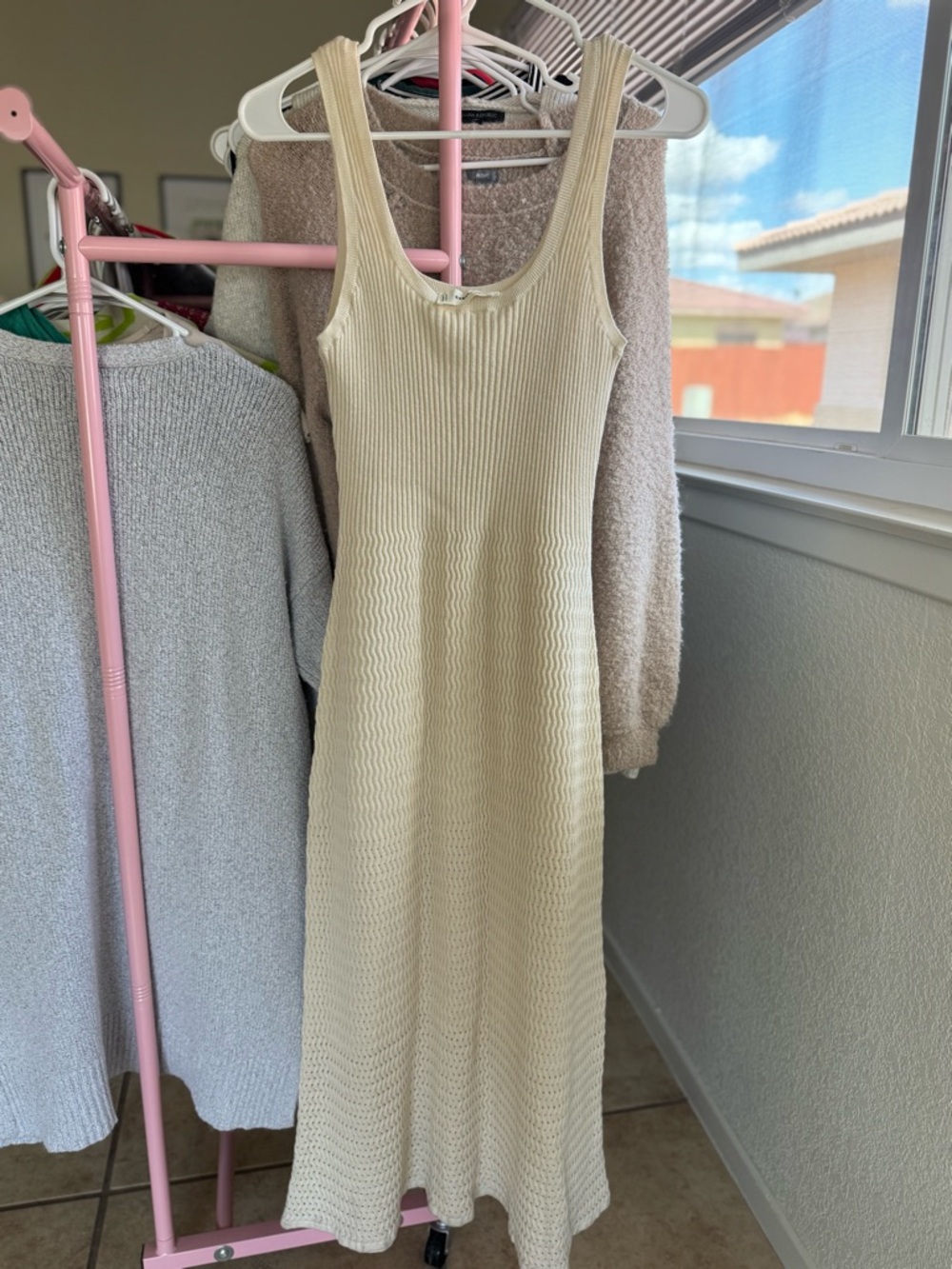Everlane Cream Crochet Tank Dress - Picture 3 of 10